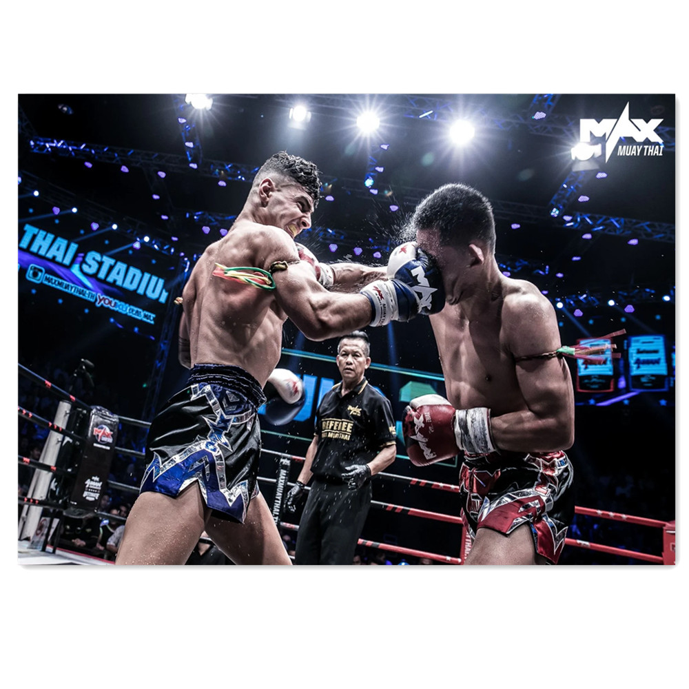 Home Gym Wallpaper - Watercolor Boxing Canvas Painting Muay Thai