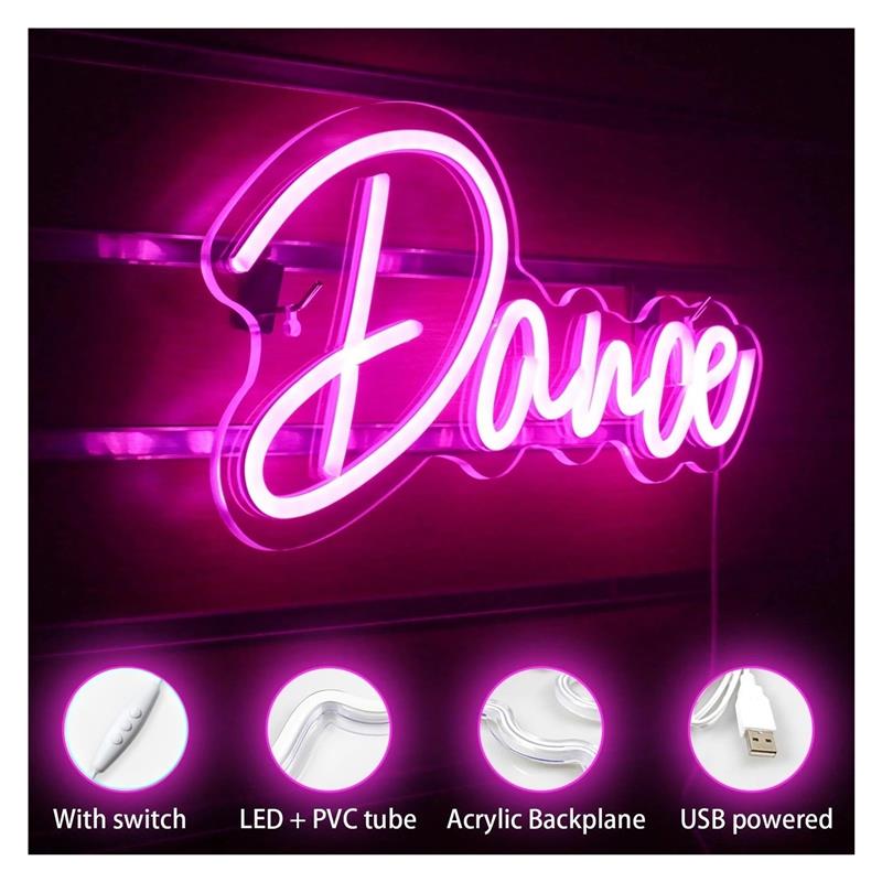 Dance Neon Sign Pink Light Dan - огляд і ціна Home Gym Wallpaper